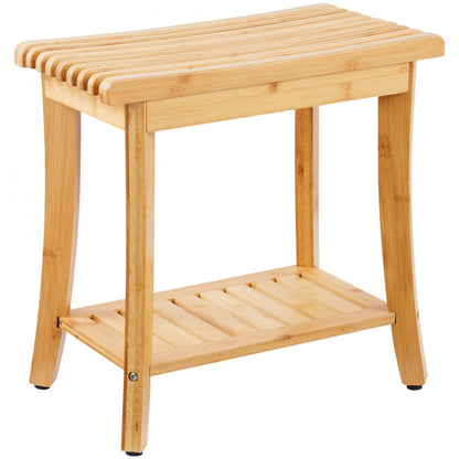 B3502 - Waterproof Bamboo Shower Bench 19.1" x 11.3" for Stable Seating