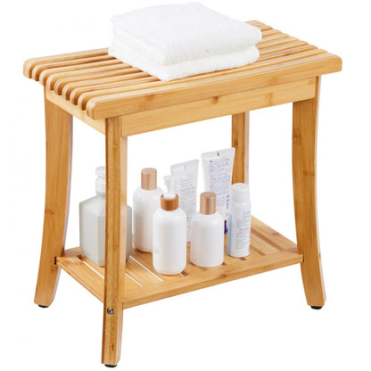 B3502 - Waterproof Bamboo Shower Bench 19.1" x 11.3" for Stable Seating