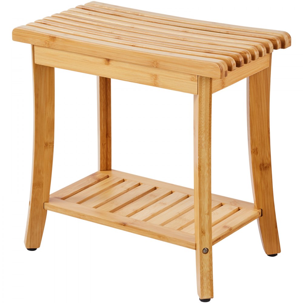 B3502 - Waterproof Bamboo Shower Bench 19.1" x 11.3" for Stable Seating