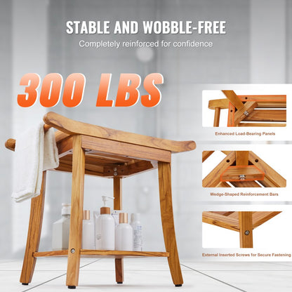 B3503 - 22" Teak Shower Bench, 300 lbs Capacity with Dual Handles