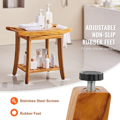 B3503 - 22" Teak Shower Bench, 300 lbs Capacity with Dual Handles