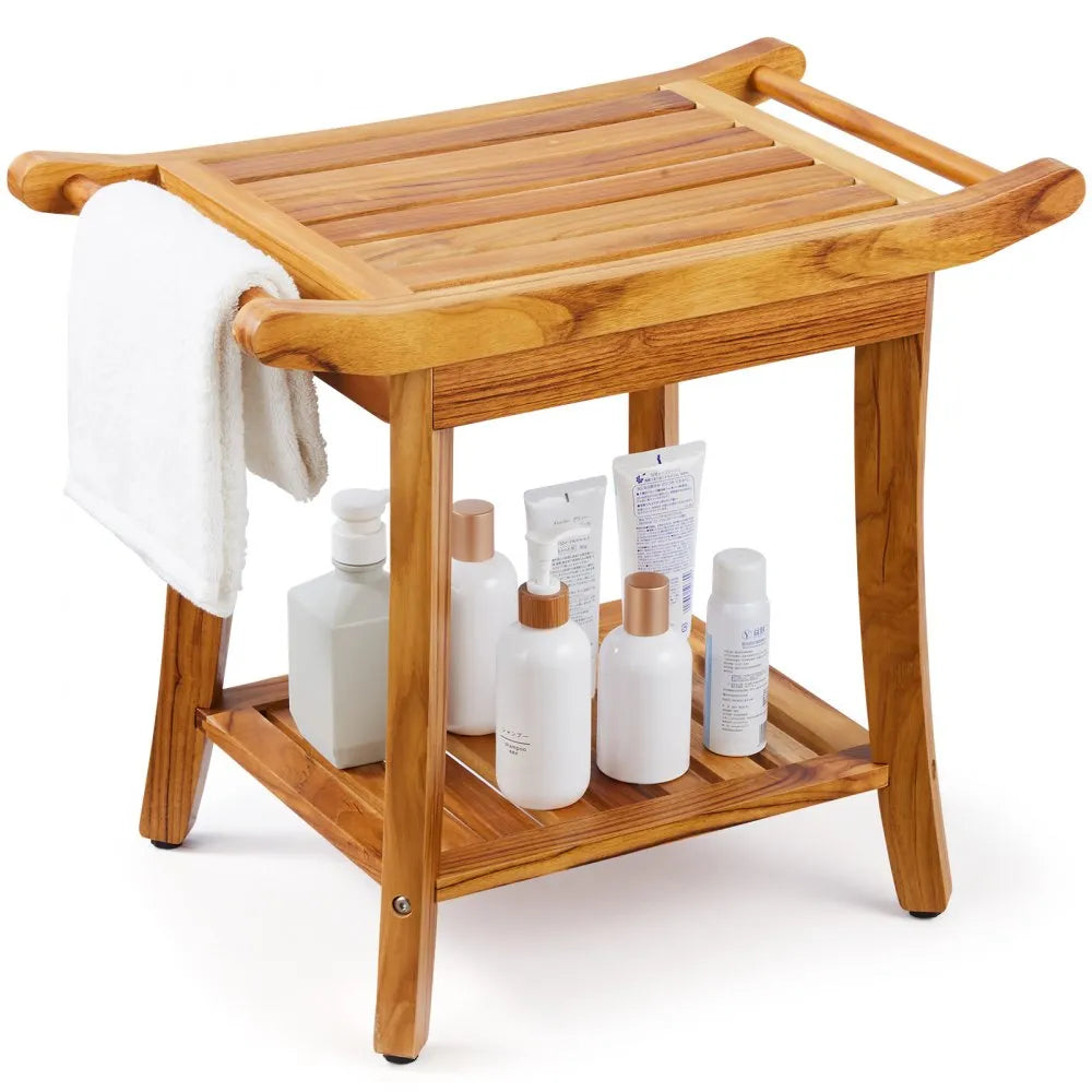 B3503 - 22" Teak Shower Bench, 300 lbs Capacity with Dual Handles
