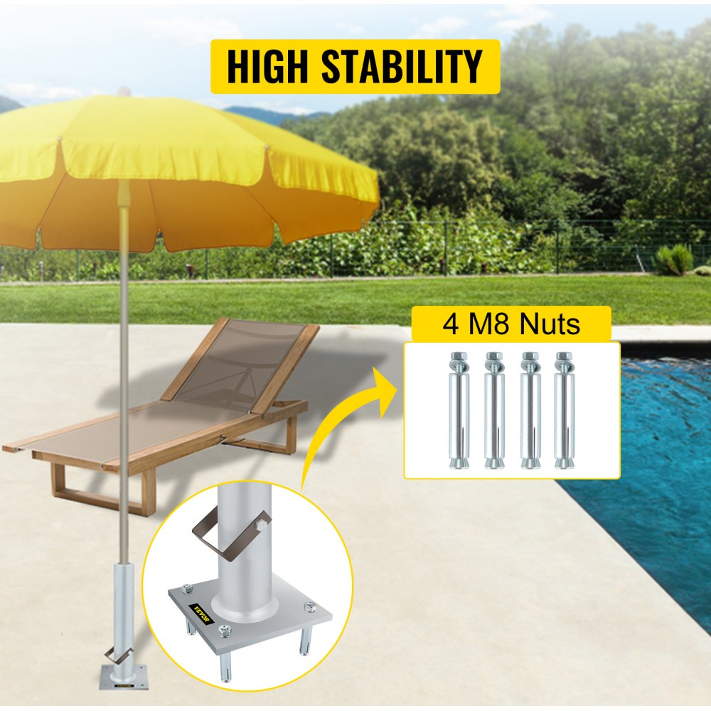 LHJJBDZ001 - Heavy Duty 6x6" Umbrella and Flag Stand, Aluminum Alloy