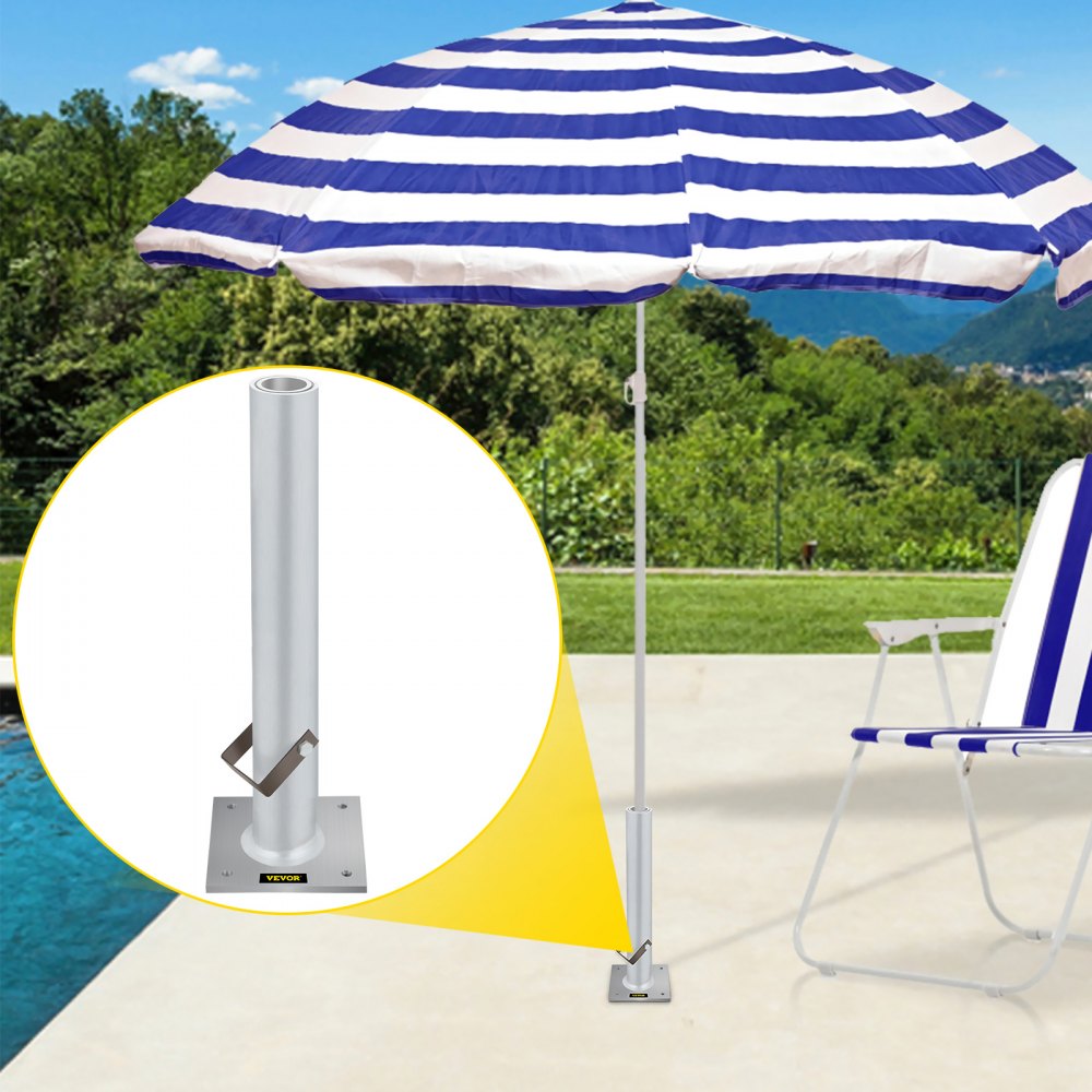 LHJJBDZ001 - Heavy Duty 6x6" Umbrella and Flag Stand, Aluminum Alloy