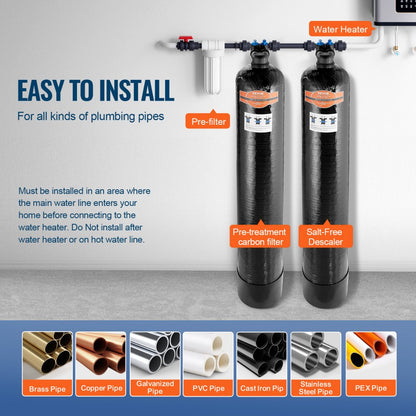 1054 - 90% Efficient Salt-Free Water Descaler for 5-8 Person Homes