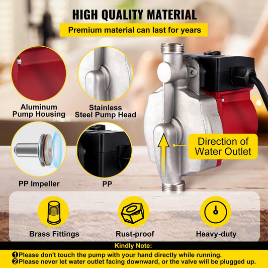 VV-BXG-RS15 9SR - Stainless Steel Hot Water Recirculating Pump, 120W Efficiency