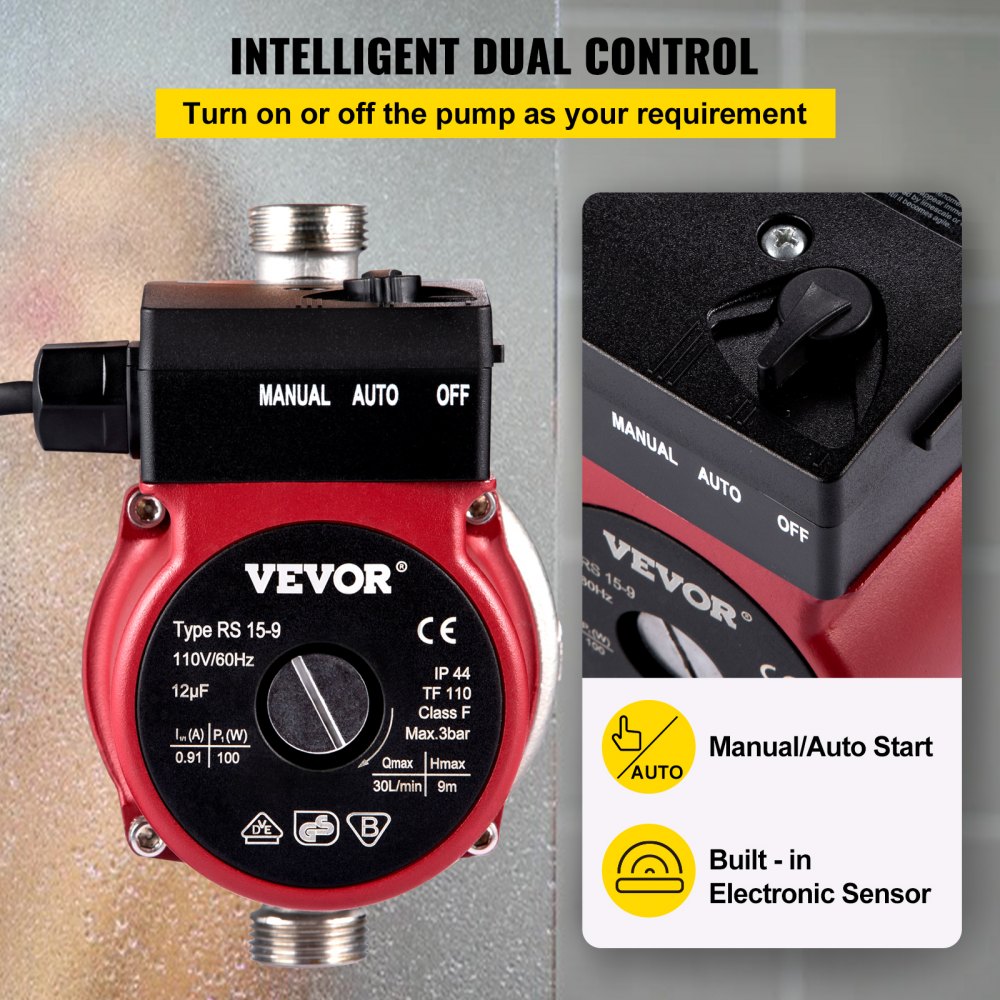 VV-BXG-RS15 9SR - Stainless Steel Hot Water Recirculating Pump, 120W Efficiency