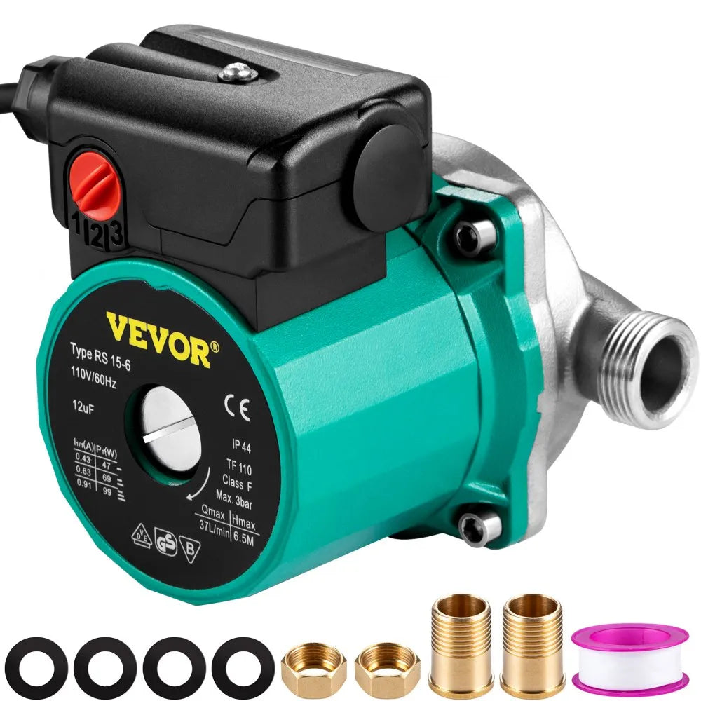 VV-BXG-RS15 6SB - Efficient 93W VEVOR Water Circulating Pump with Stainless Steel Head