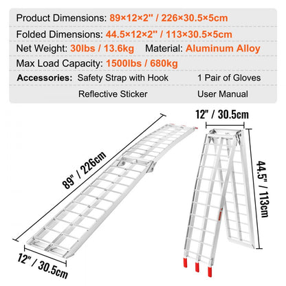 ATV-002-1 - 1500 LBS Folding Aluminum Ramps for Easy Loading