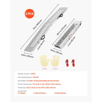 LR003B - Heavy-Duty 1000 lbs Steel Ramps for ATVs and Motorcycles
