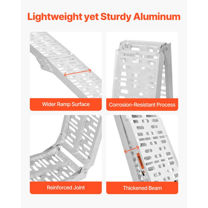 LR001 - 1500 lbs Aluminum Loading Ramps with Rubber Grip & Quick Fold