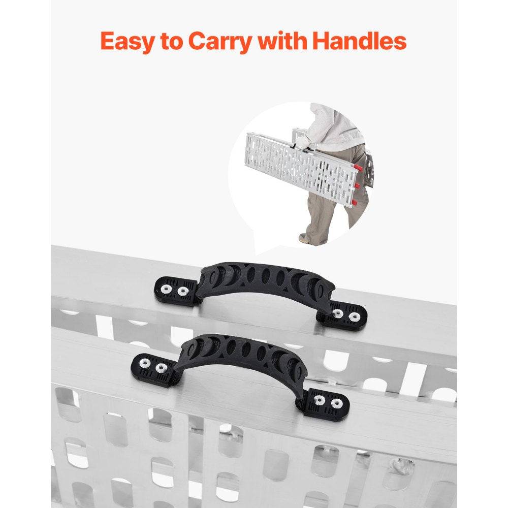 LR001 - 1500 lbs Aluminum Loading Ramps with Rubber Grip & Quick Fold