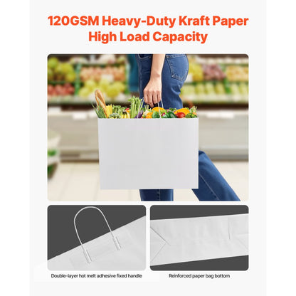 XD-H05 - 100% Recyclable Kraft Paper Shopping Bags 16"x6"x12" - 100 Pcs