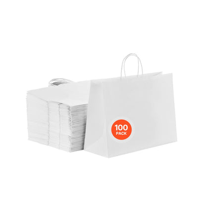 XD-H05 - 100% Recyclable Kraft Paper Shopping Bags 16"x6"x12" - 100 Pcs