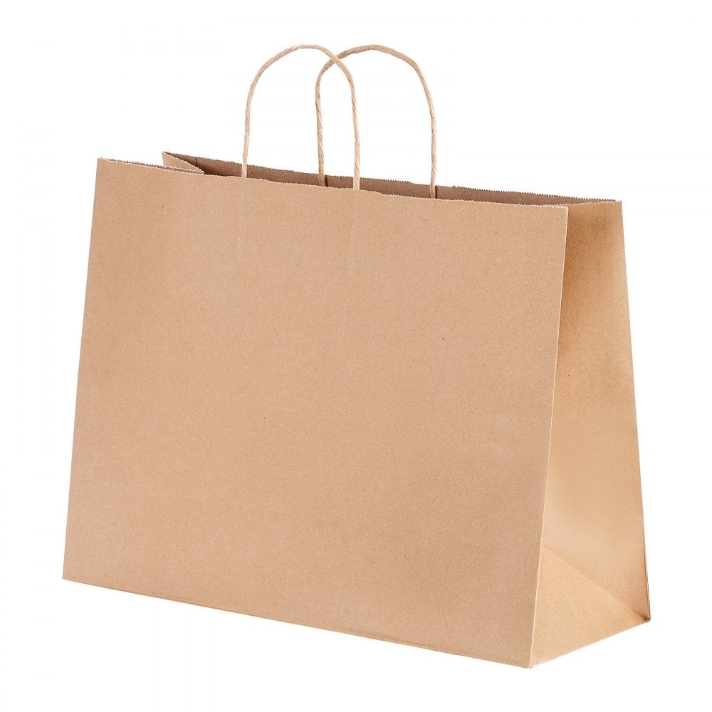 XD-H04 - 100Pcs Durable Kraft Paper Bags 16x6x12 for Eco-Friendly Shopping