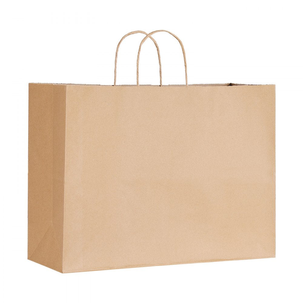XD-H04 - 100Pcs Durable Kraft Paper Bags 16x6x12 for Eco-Friendly Shopping