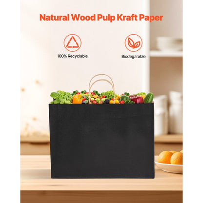 XD-B06 - Durable 16x6x12" Recyclable Kraft Paper Bags, 100 Pcs