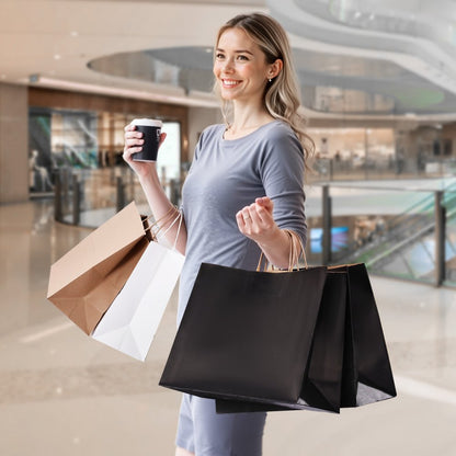 XD-B06 - Durable 16x6x12" Recyclable Kraft Paper Bags, 100 Pcs