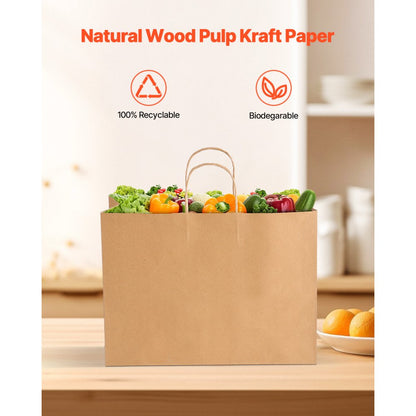 XD-B01 - Durable 16x6x12 Eco-Friendly Kraft Paper Bags, 50-Pack