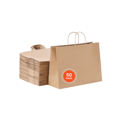 XD-B01 - Durable 16x6x12 Eco-Friendly Kraft Paper Bags, 50-Pack