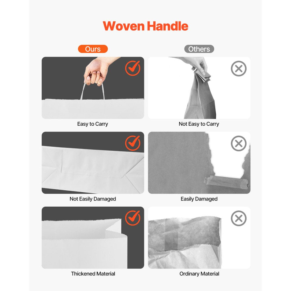 XD-H03 - Durable 16x6x12" Kraft Paper Bags with Handles, Recyclable Design