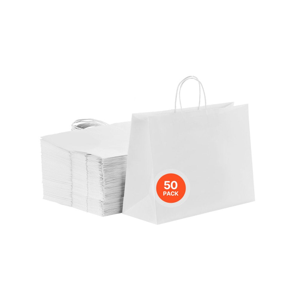 XD-H03 - Durable 16x6x12" Kraft Paper Bags with Handles, Recyclable Design