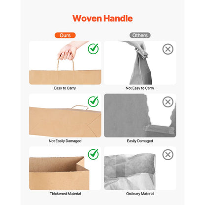 XD-H07 - 100Pcs Recyclable Kraft Paper Bags 18x7x19 with Handles