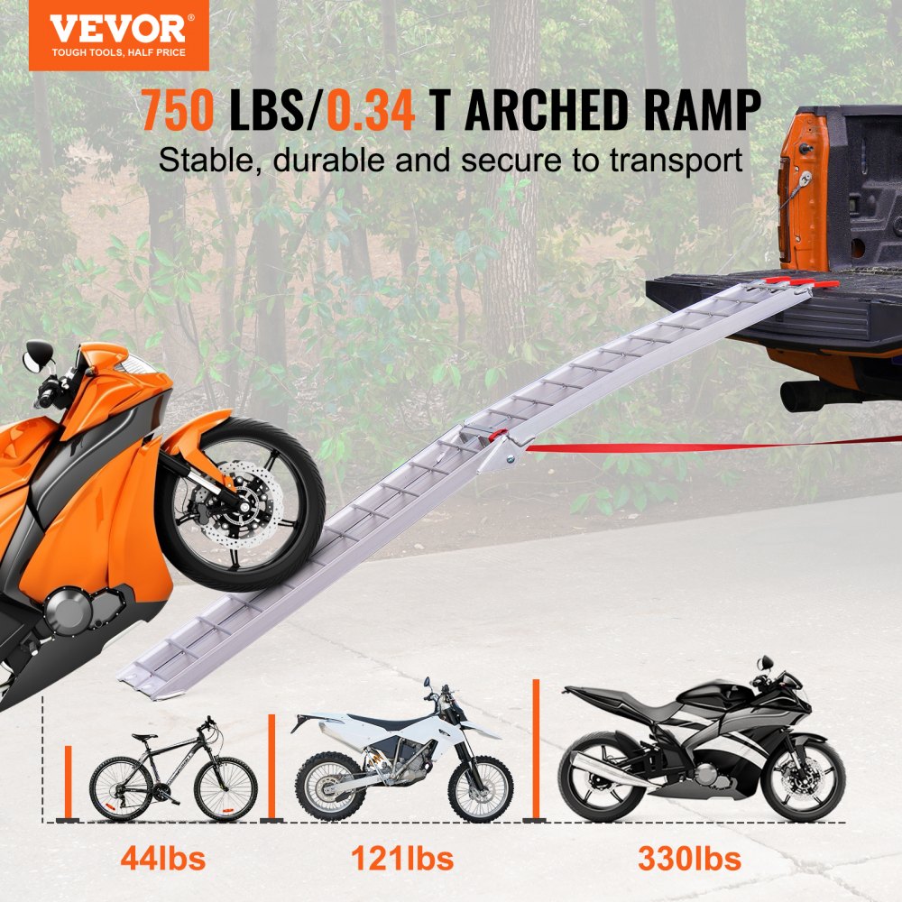 ATV-002-1 - 89" Aluminum Motorcycle Ramp, 750lbs Capacity, Folding Design