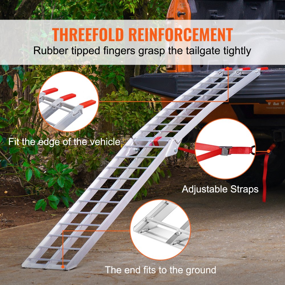 ATV-002-1 - 89" Aluminum Motorcycle Ramp, 750lbs Capacity, Folding Design