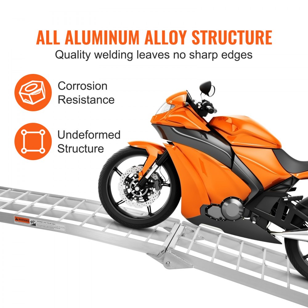 ATV-002-1 - 89" Aluminum Motorcycle Ramp, 750lbs Capacity, Folding Design