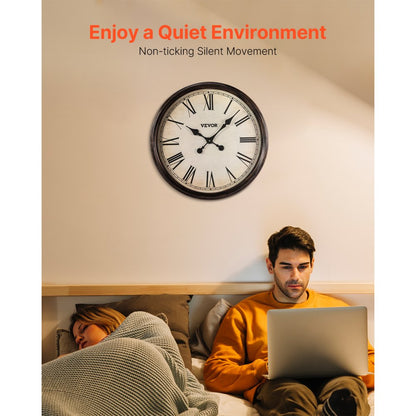 SX-001 - 20-Inch Silent Wall Clock with Roman Numerals