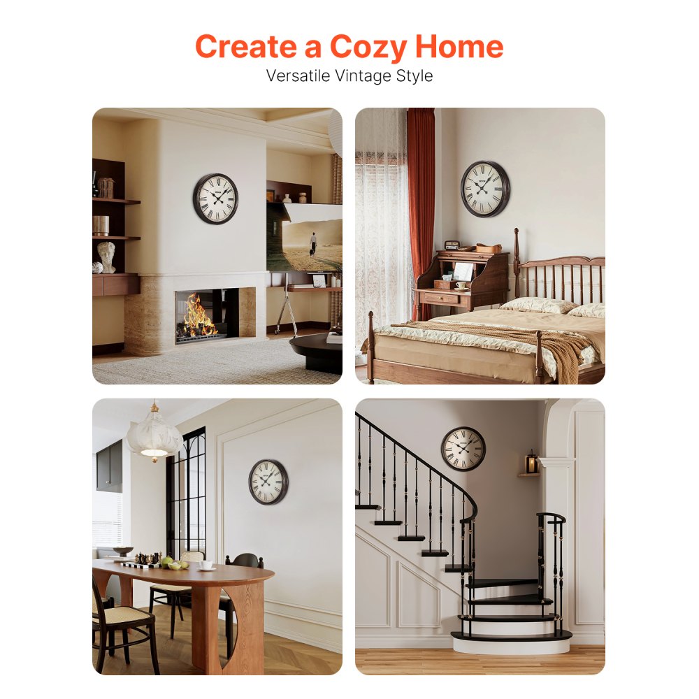 SX-001 - 20-Inch Silent Wall Clock with Roman Numerals