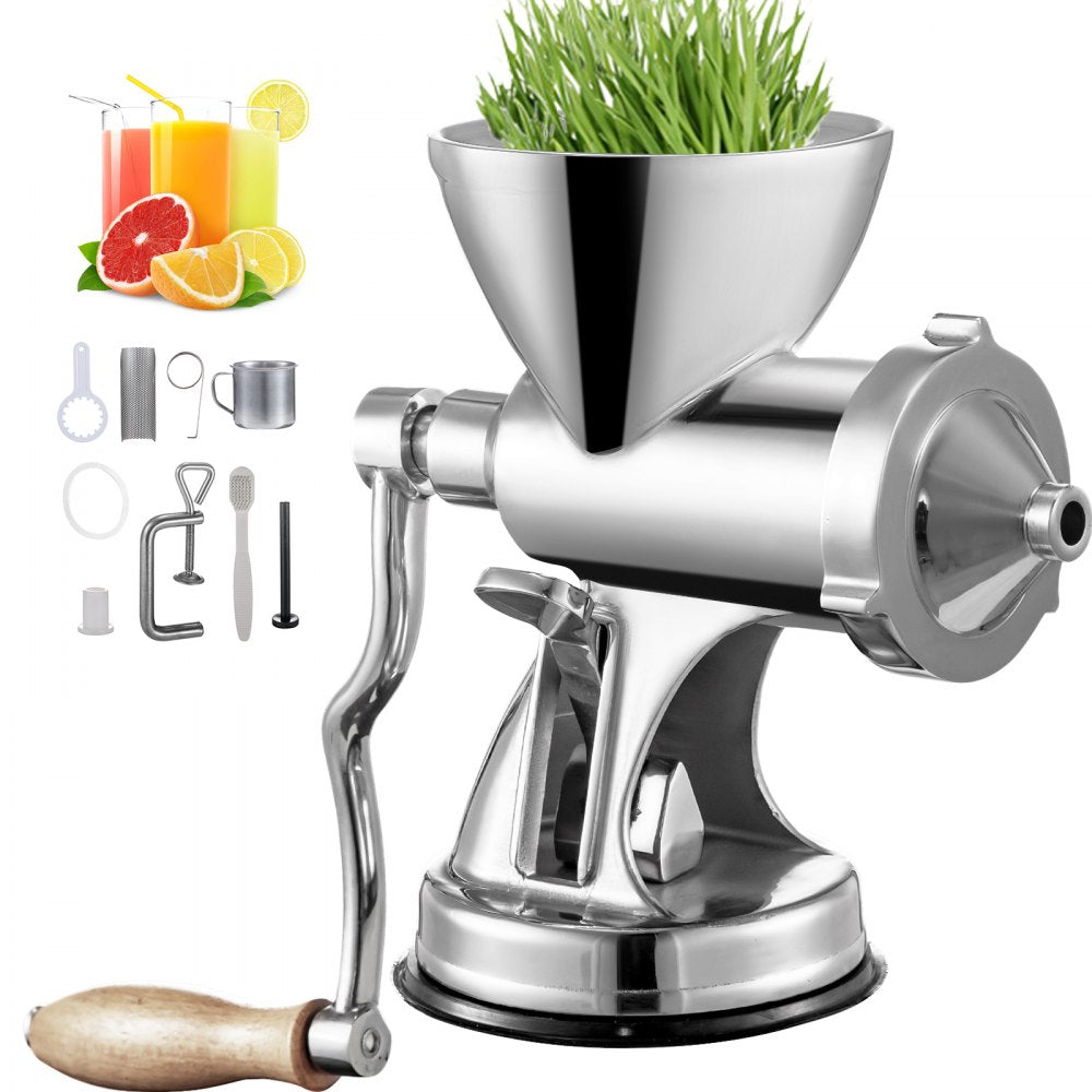 010867217621 - Stainless Steel Wheatgrass Juicer with Suction and Clamp Base