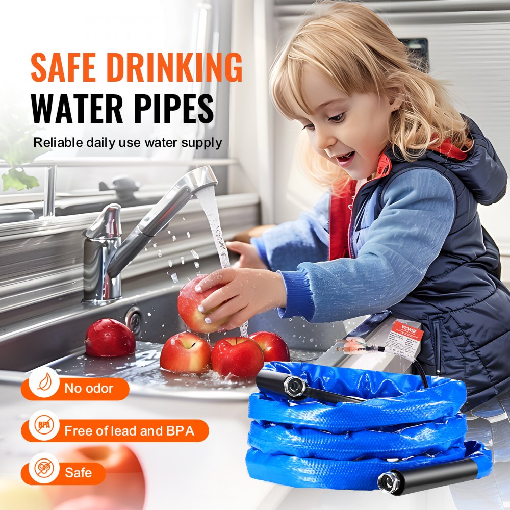 SRTHRV15-US - 15ft Heated Drinking Water Hose for RVs, Safe to -45°F