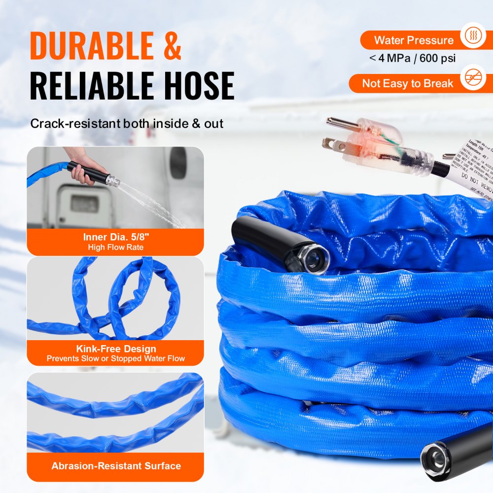 SRTHRV25-US 25ft Antifreeze Heated Hose for RVs -40℉ Protection