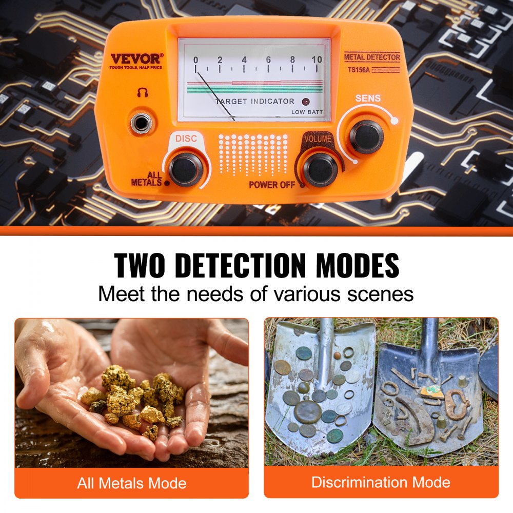 TS156A - Waterproof 8-Inch Metal Detector with LCD Display and Adjustable Modes