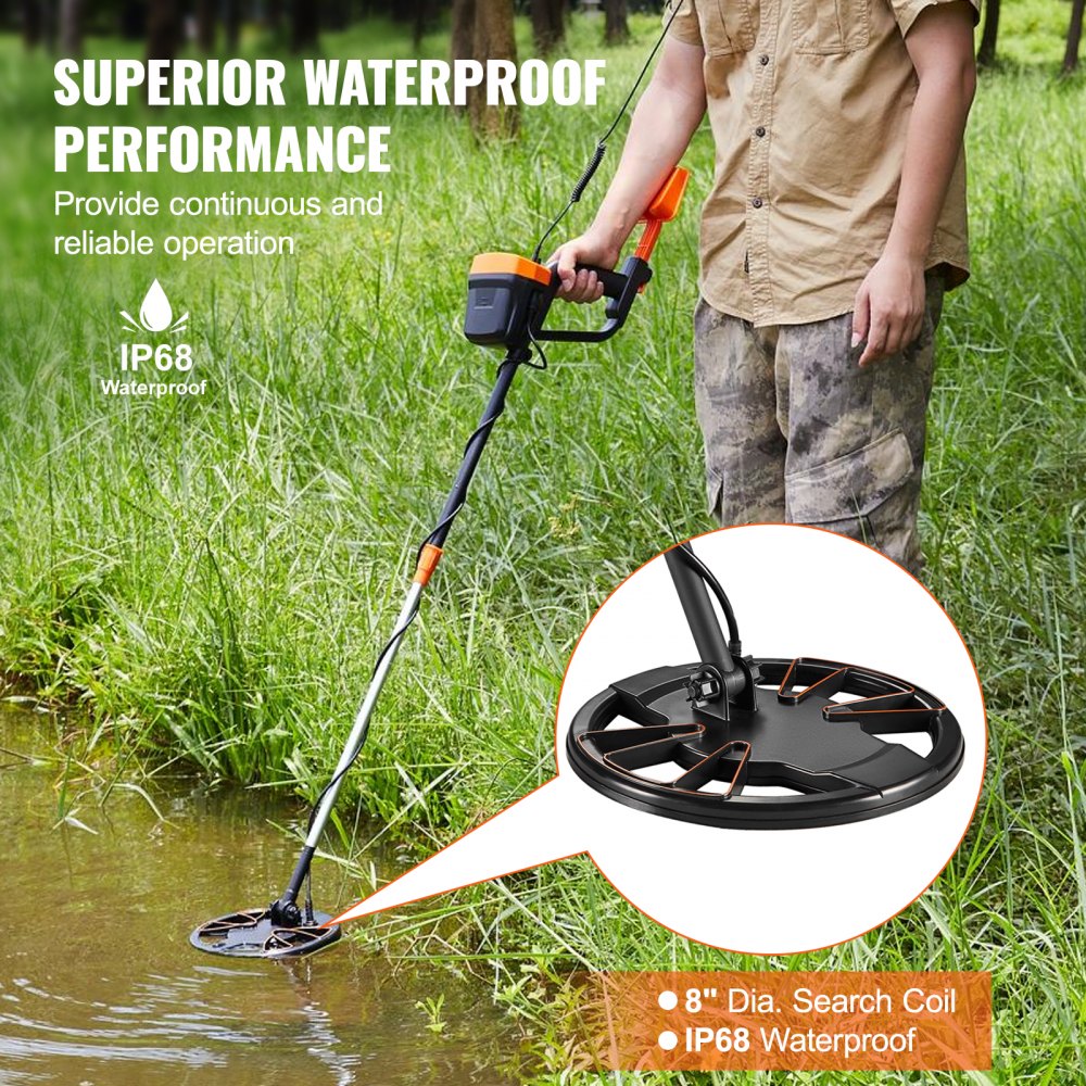 TS156A - Waterproof 8-Inch Metal Detector with LCD Display and Adjustable Modes