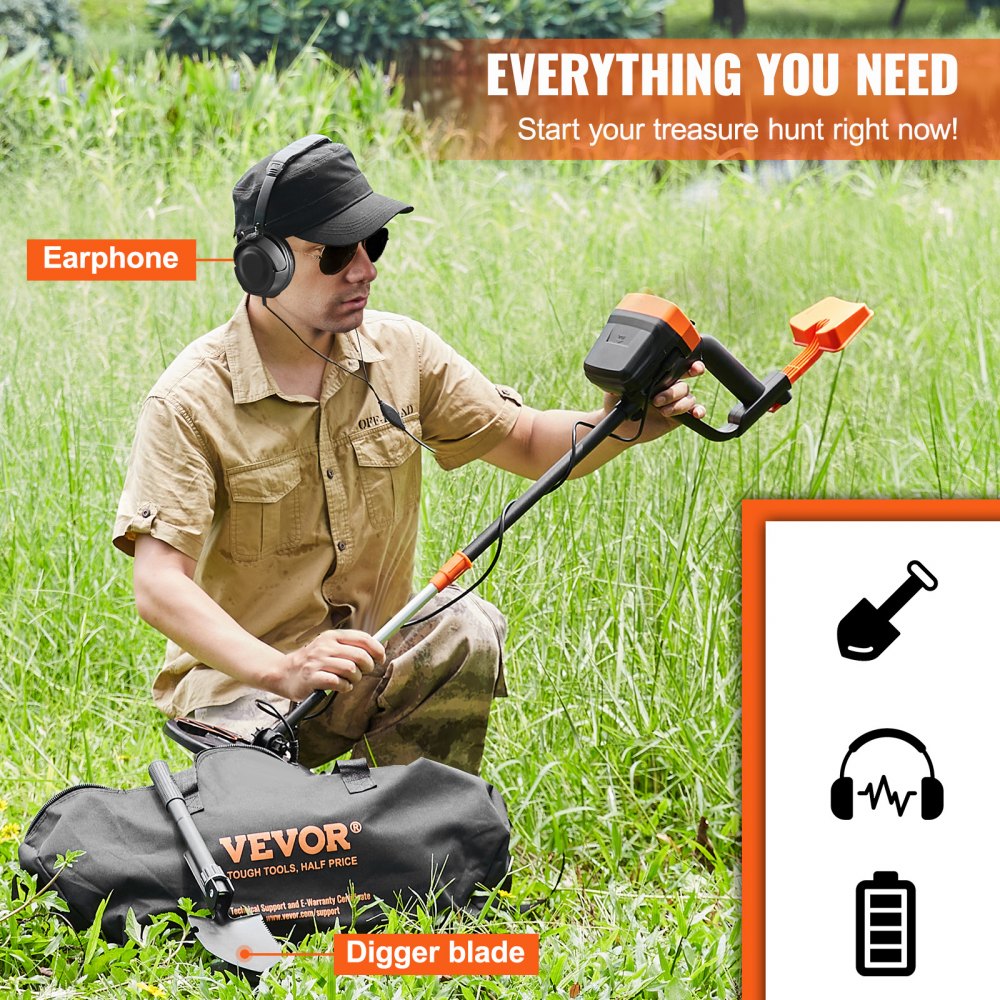 TS156A - Waterproof 8-Inch Metal Detector with LCD Display and Adjustable Modes