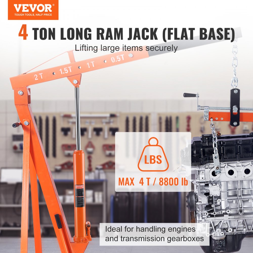 QJD-CB040B-00 - 4-Ton Hydraulic Long Ram Jack for Heavy Lifting