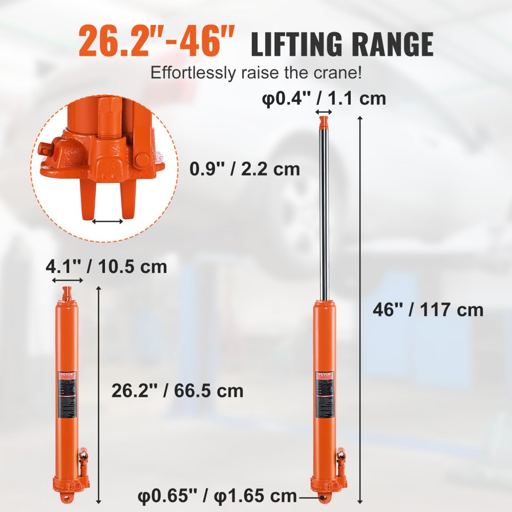QJD-CB030A-00 - 3-Ton Hydraulic Long Ram Jack for Engine Hoists