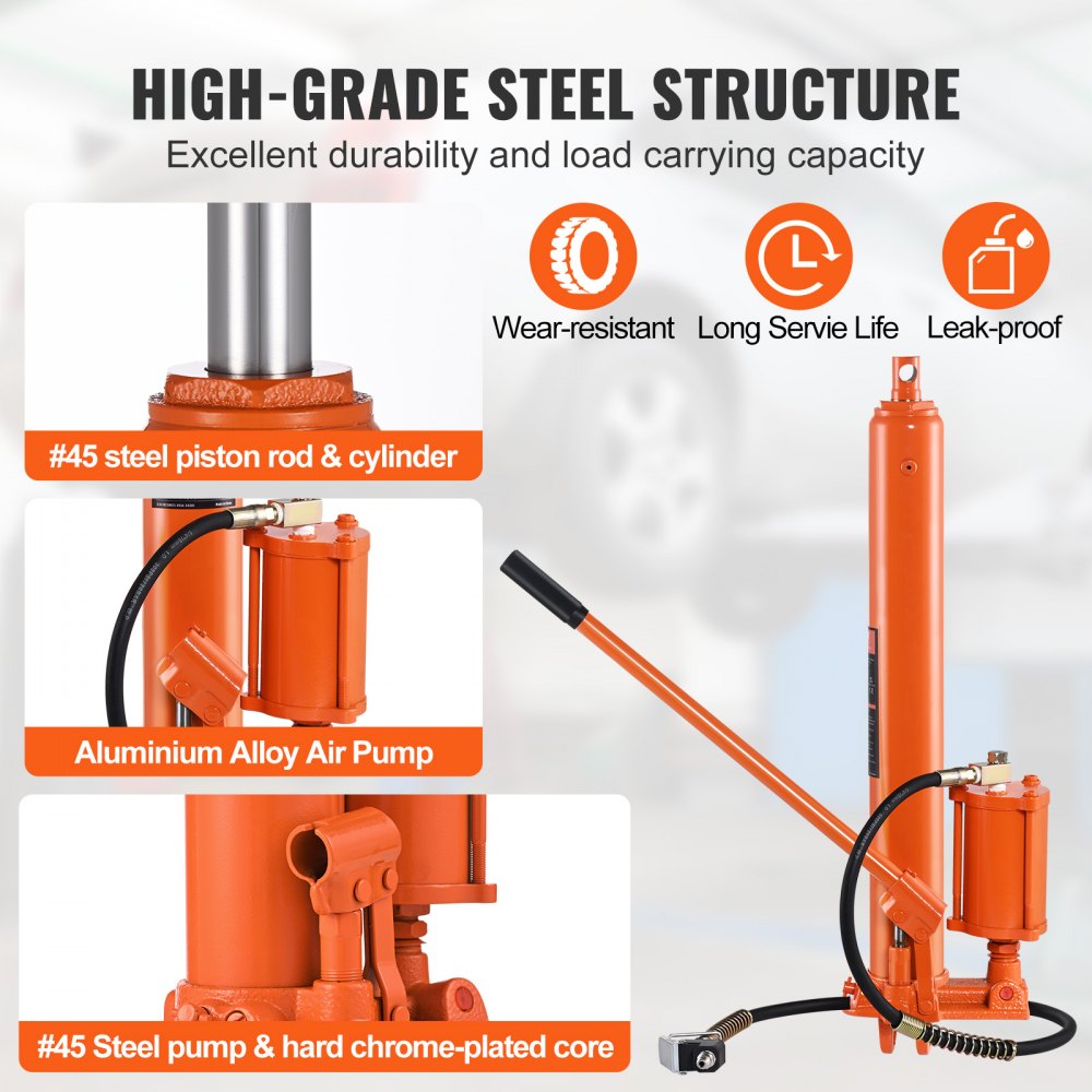 QJD-QDCB080A-00 - 8-Ton Hydraulic Long Ram Jack, 26"-46.1" Height Range