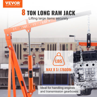 QJD-CB080A-00 - 8Ton Hydraulic Long Ram Jack for Engine Hoists