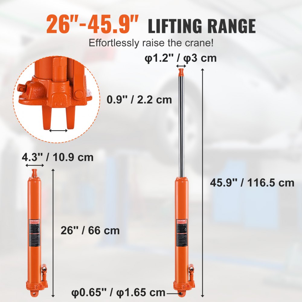 QJD-CB080A-00 - 8Ton Hydraulic Long Ram Jack for Engine Hoists