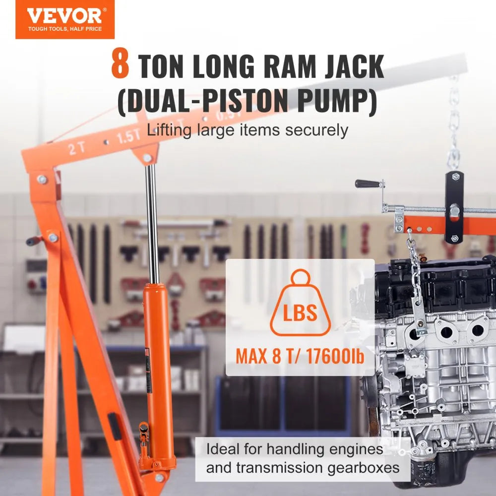 QJD-CB080B-00 - 8 Ton Dual Pump Hydraulic Long Ram Jack for Efficient Lifting