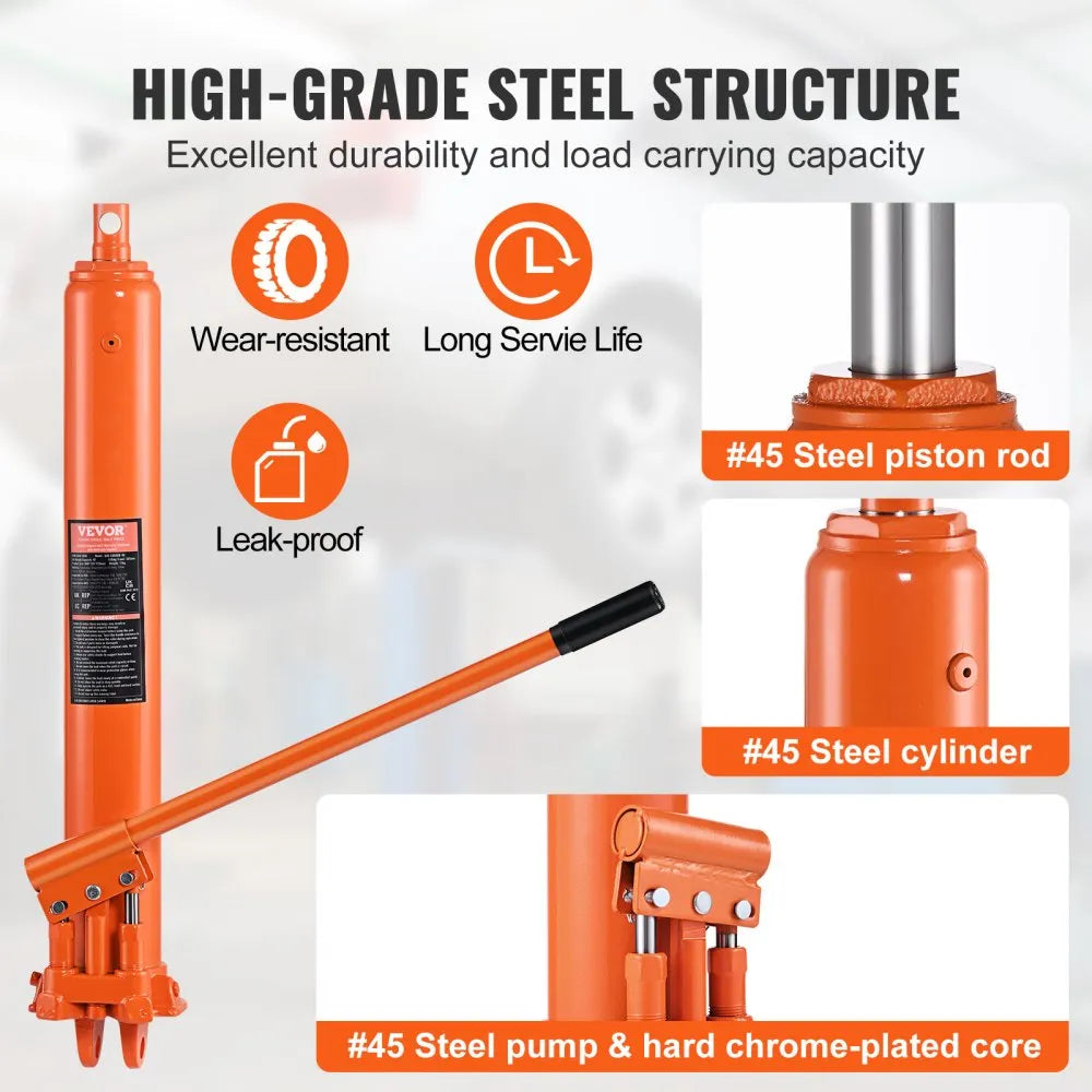 QJD-CB080B-00 - 8 Ton Dual Pump Hydraulic Long Ram Jack for Efficient Lifting