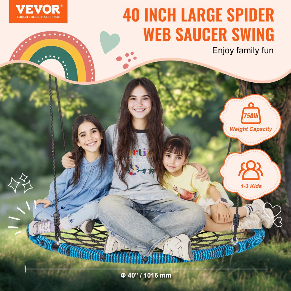 YXS-BN01 - 40" Spider Web Saucer Swing for Kids & Adults
