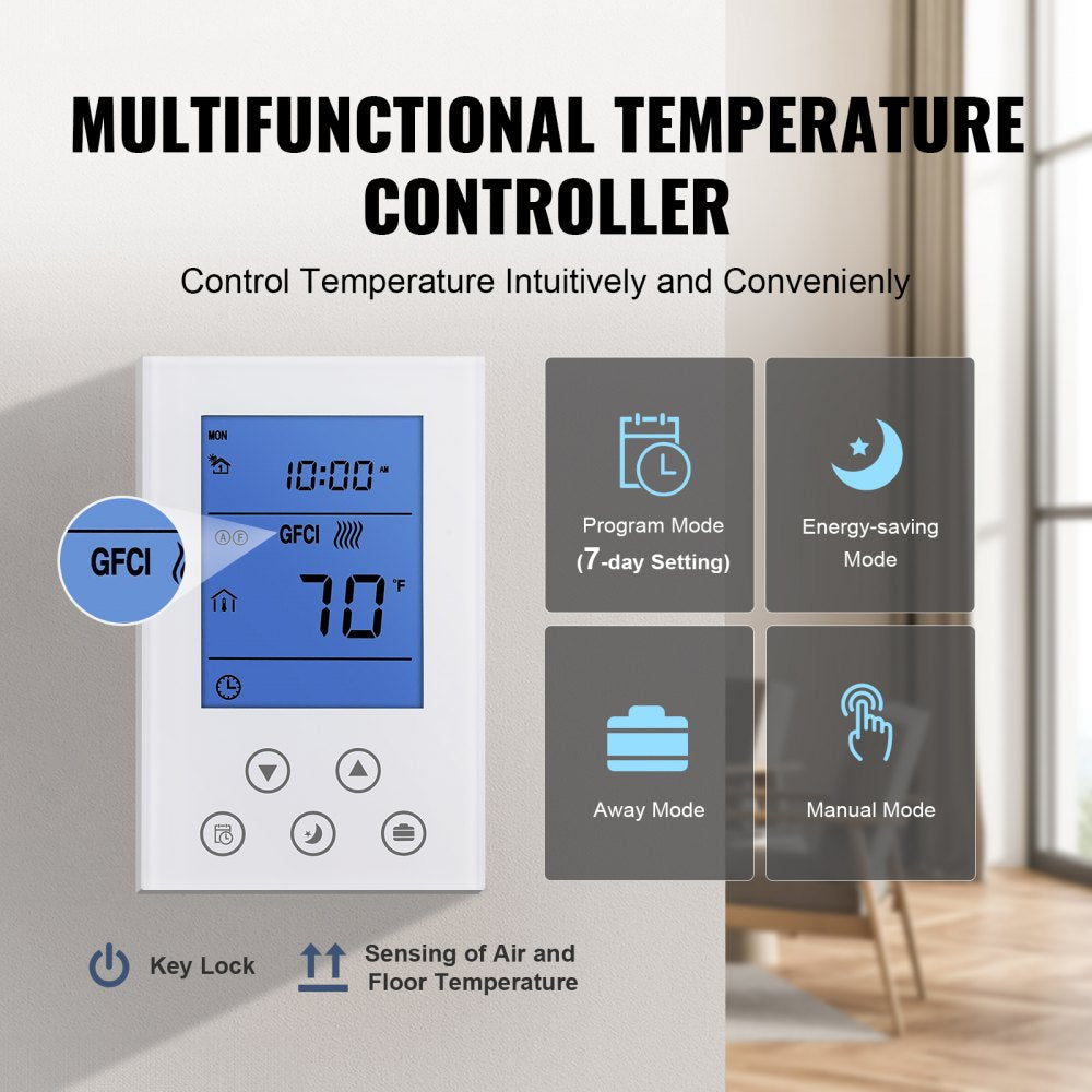 SHHM-12-10 - VEVOR 10 Sq.ft Floor Heating Mat with Programmable Thermostat