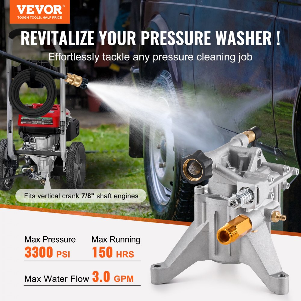 QXB-3 - 3300 PSI Vertical Pressure Washer Pump with 7/8" Shaft