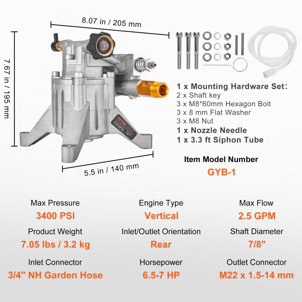 KXD1810G - 3400 PSI VEVOR Pressure Washer Pump for Effective Cleaning