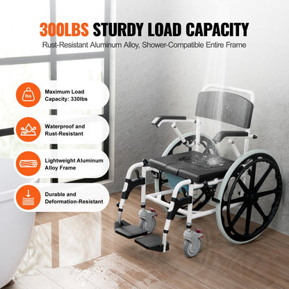 HFK-3301-24 - Versatile Shower Wheelchair with Cushioned Seat for 300 lbs